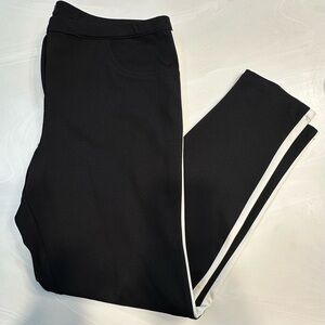 Pure Amici Black Cropped Stretch Pants with White Side Stripe